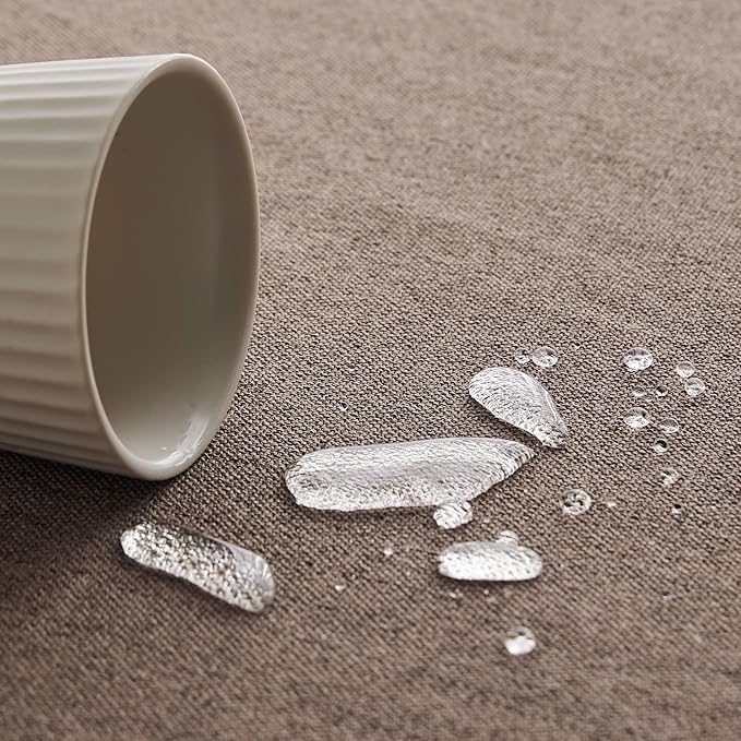 Linen Tablecloth with Tassels, Farmhouse Style Brown Tablecloth, Water Resistant Burlap Tablecloths for Rectangle Table, 60x120 Inch Cocoa Brown