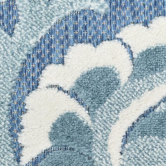 Nourison Home Aloha Blue 3'6" x 5'6" Area Rug - Easy Clean, Non Shedding, Bed Room, Living Room, Dining Room, Kitchen (4' x 6')