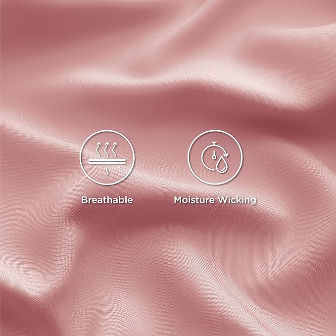 Bedsure Cooling Sheets Twin, Rayon Derived from Bamboo, Breathable & Soft Twin Sheets Set, Deep Pocket Up to 16 Inches, Hotel Luxury Silky Bedding for Hot Sleepers, Blush Pink