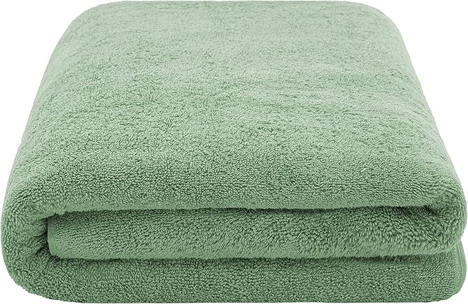 American Soft Linen Oversized Bath Sheet 40x80 Extra Large for Bathroom, 600 GSM 100% Cotton Turkish Jumbo Bathsheet Towels for Adults, Sage Green