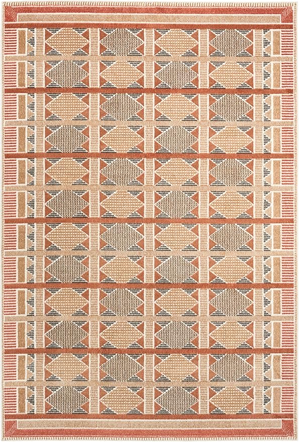 Nourison Home Nordic Rust Multicolor 5' x 7' Area Rug - Easy Clean, Non Shedding, Bed Room, Living Room, Dining Room, Kitchen (5' x 7')