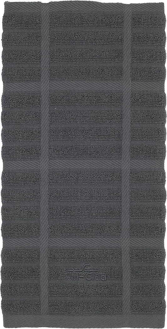 All-Clad Solid Kitchen Towel: Highly Absorbent, Super Soft Long Lasting - 100% Cotton, 17"x30" Tea Towel for Cleaning & Drying Dishes, Pans, Glassware, or Countertops, (1-Pack), Pewter