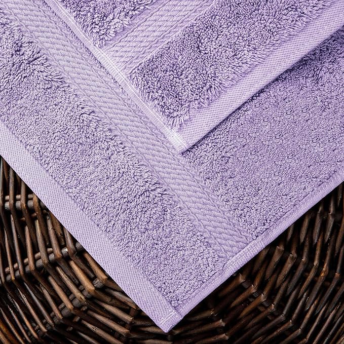 Superior Egyptian Cotton Pile 10 Piece Towel Set, Includes 2 Bath, 4 Hand, 4 Face Towels/Washcloths, Ultra Soft Luxury Towels, Thick Plush Essentials, Guest Bath, Spa, Hotel Bathroom, Purple