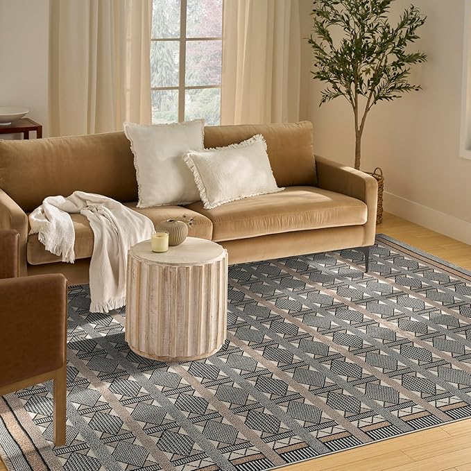 Nourison Home Nordic Ivory Multicolor 8' x 10' Scandinavian Area Rug - Easy Clean, Non Shedding, Bed Room, Living Room, Dining Room, Kitchen (8' x 10')