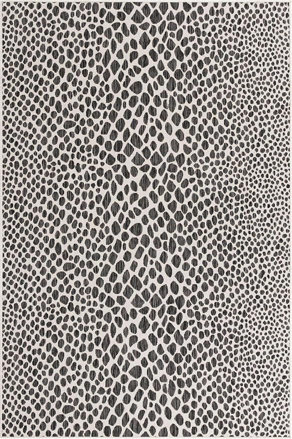 Unique Loom Outdoor Collection Area Rug - Cape Town (6' 1' x 9' Rectangle, Black/ Ivory)