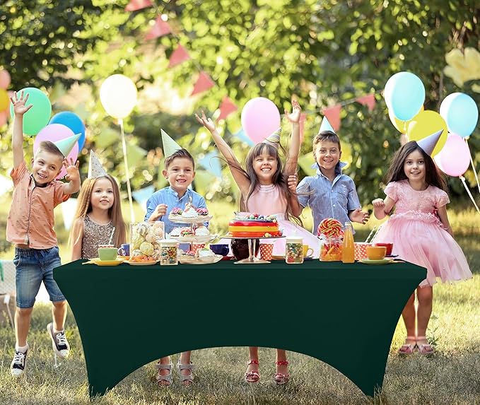 Utopia Kitchen 6FT Spandex Tablecloth [10 Pack, Hunter Green] 200 GSM Stretch, Fitted, Washable and Wrinkle Resistant Table Cloth Rectangle Cover for Trade Shows, Wedding, Parties [72Lx30Wx30H Inch]