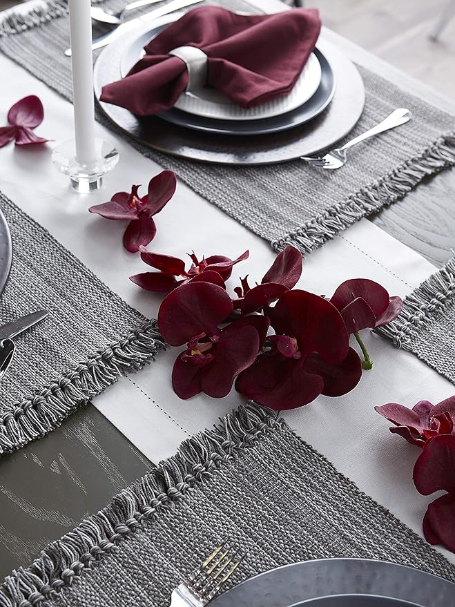 DII Variegated Tabletop Collection, Placemat Set3x19, Gray, 6 Piece