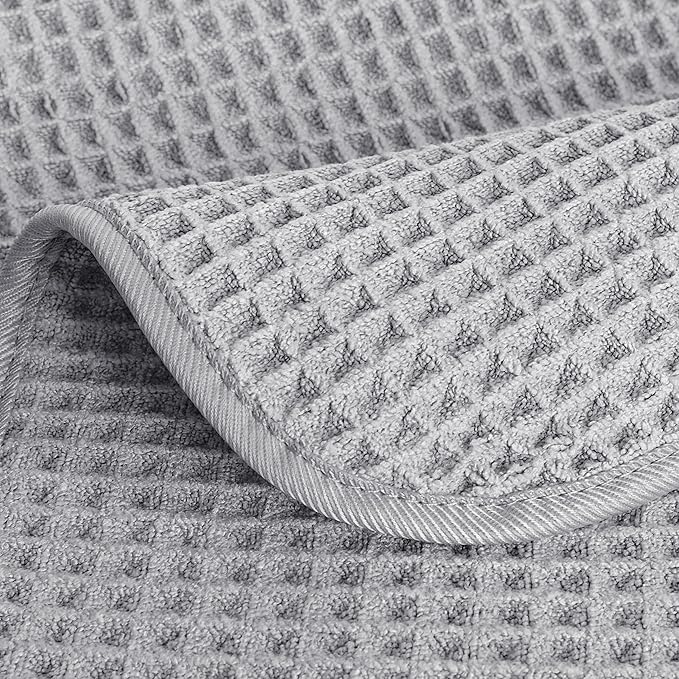 POLYTE 430 GSM Microfiber Lint Free Hand Towel, 16 x 30 in, 4 Pack (Waffle Weave)