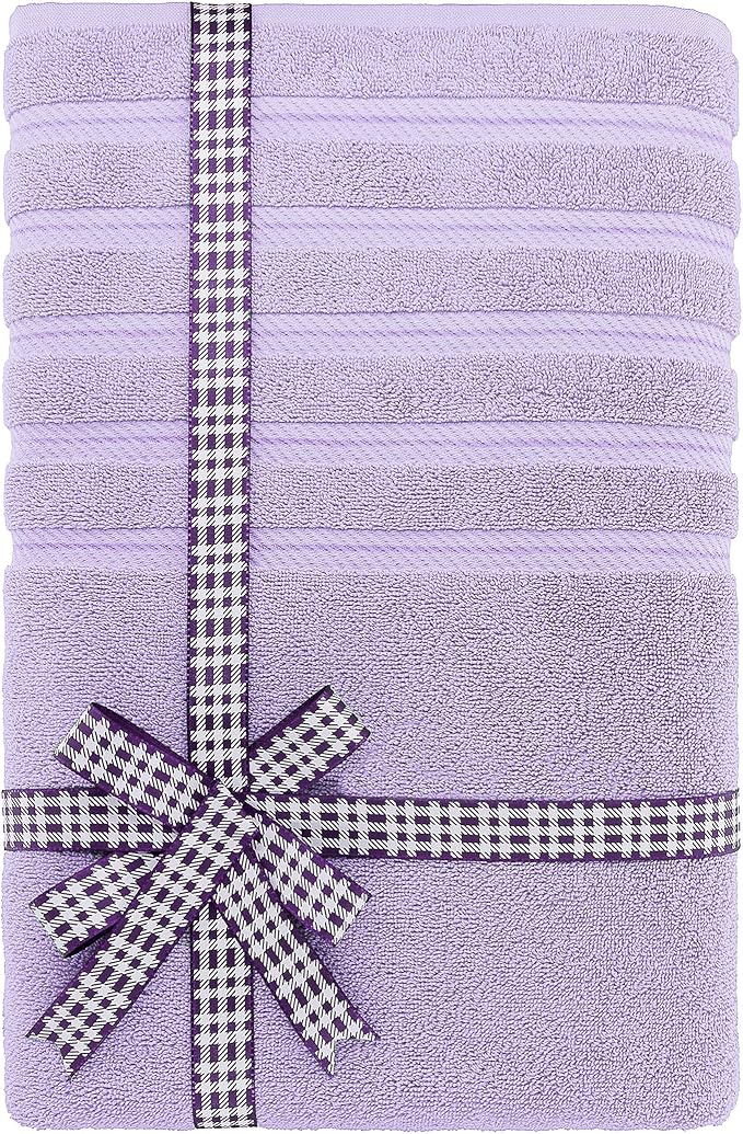 American Soft Linen 35x70 Jumbo Large Bath Towels, 600 GSM 100% Cotton Turkish Bath Sheet, Oversized Luxury Bath Towels for Bathroom Beach and Pool, Lilac