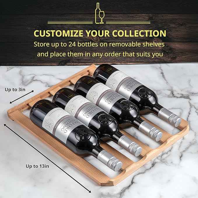 SCHMÉCKÉ 24 Bottle Compressor Wine Cooler Refrigerator w/Lock - Large Freestanding Wine Cellar For Red, White, Champagne or Sparkling Wine - 41f-64f Digital Temperature Control Fridge Stainless Steel