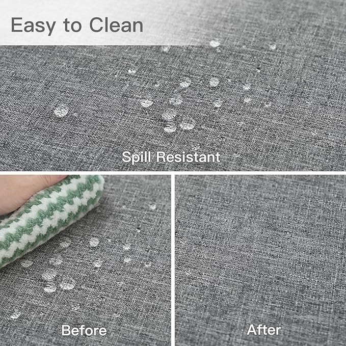 maxmill Linen Textured Rectangular Tablecloth Water Resistant Wrinkle Free Spillproof Stain Proof Table Cloth for Dining Room Decoration, Banquet Party Wedding Holiday Dinner, 60 x 84 Inch, Dark Grey