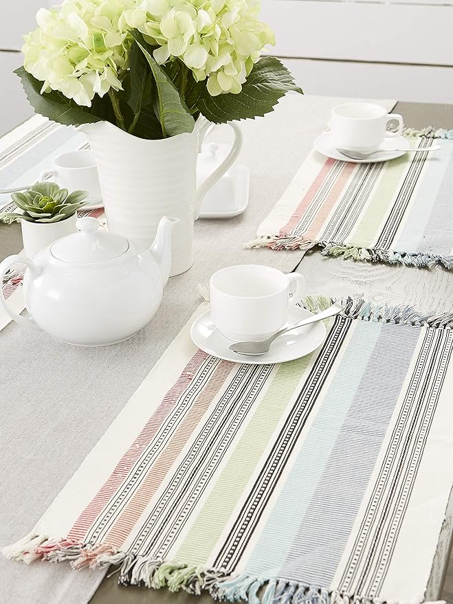 DII Variegated Tabletop Collection, Placemat Set3x19, Mediterranean, 6 Piece