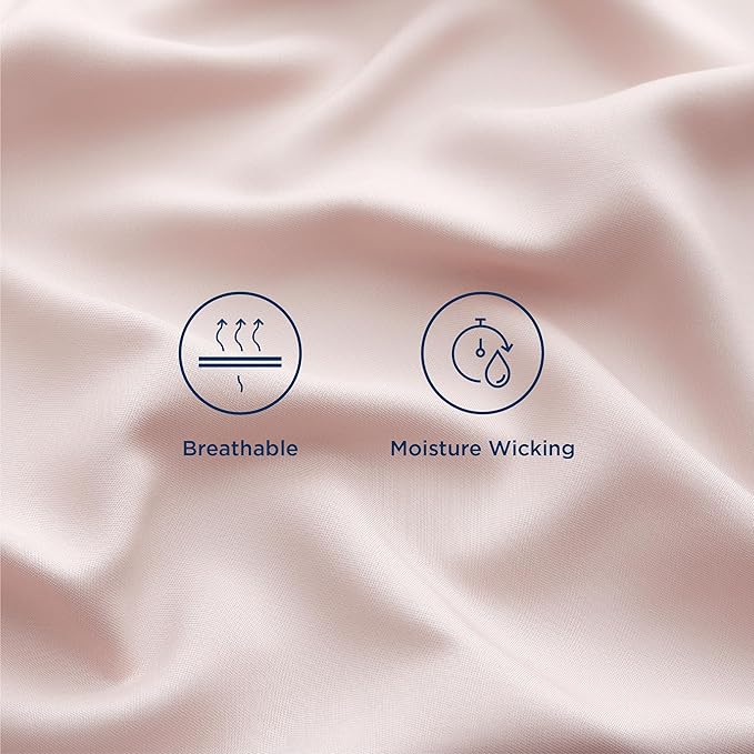 Bedsure King Size Sheets Set, Cooling Sheets for Hot Sleepers, Rayon Derived from Bamboo, Breathable & Soft, Deep Pocket Up to 16 Inches, Hotel Luxury Silky Bedding, Pink
