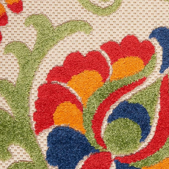 Nourison Home Aloha Multicolor 9'6" x 13' Area Rug - Easy Clean, Non Shedding, Bed Room, Living Room, Dining Room, Kitchen (10' x 13')