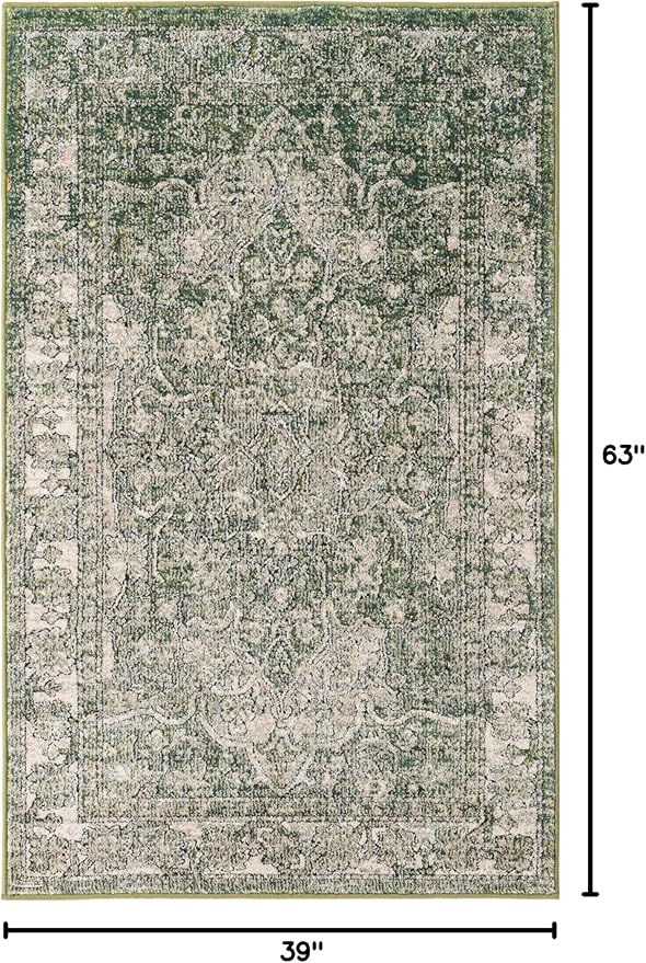 Unique Loom Isabella Collection Area Rug - Adjani (3' 3" x 5' 3" Rectangle, Green/ Ivory)