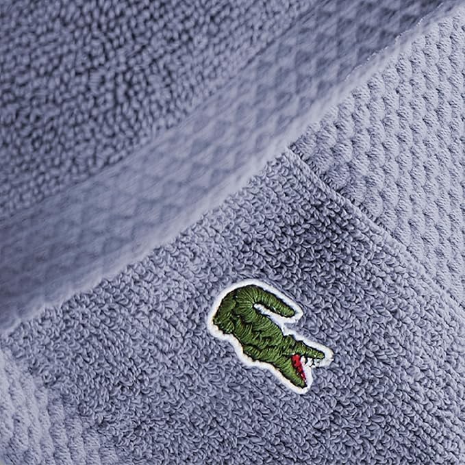 Lacoste Heritage 100% Supima Cotton Wash Cloth, Light Denim, 13" x 13" – Highly Absorbent & Quick Drying, Premium Super Soft Bath Towel, Bathroom Essential, Gift for All Occasions, Machine Washable