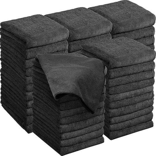 Shimeyao 48 Pack Bleach Proof Towels 16x 26inch Microfiber Absorbent Hair Towels Bulk Bleach Salon Hand Drying Cloth for Gym Bath Spa Shaving Shampoo Home(Black)