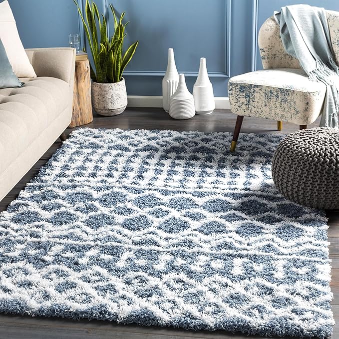 Livabliss Hapsburg Moroccan Shag Area Rug, 7'10" x 10'2", Denim
