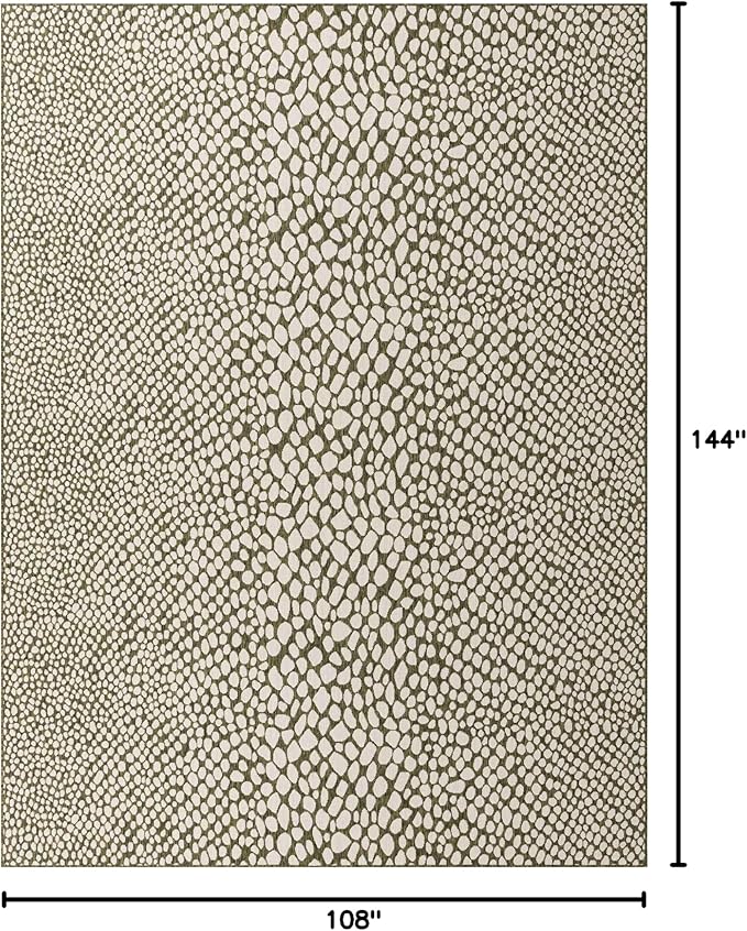Unique Loom Outdoor Collection Area Rug - Cape Town (9' x 12' Rectangle, Green/ Ivory)
