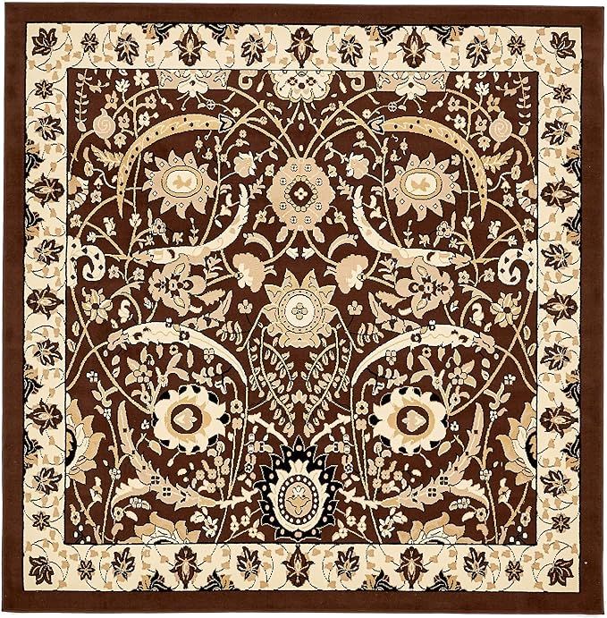 Unique Loom Espahan Collection Area Rug - Cape Cod (7' 10" Square, Brown/ Beige)