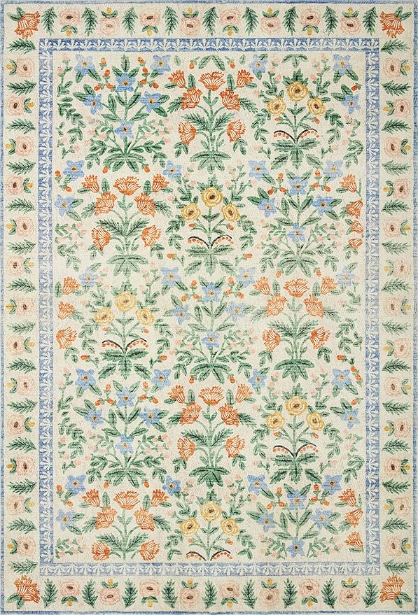 Loloi Rifle Paper Co. Eden Collection EDE-02 Mughal Garden Cream 7'-6" x 9'-6" Area Rug feat. CloudPile™
