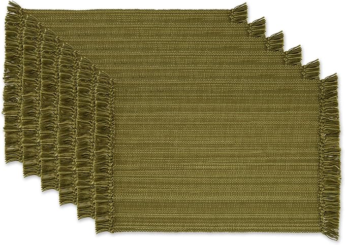 DII Variegated Tabletop Collection, Placemat Set3x19, Olive Green, 6 Piece