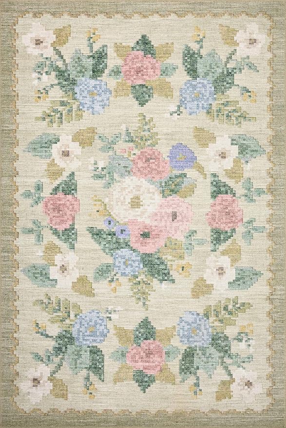 Loloi Rifle Paper Co. Rosa Collection RSA-02 Cream/Multi 2'-6" x 7'-6" Runner Rug