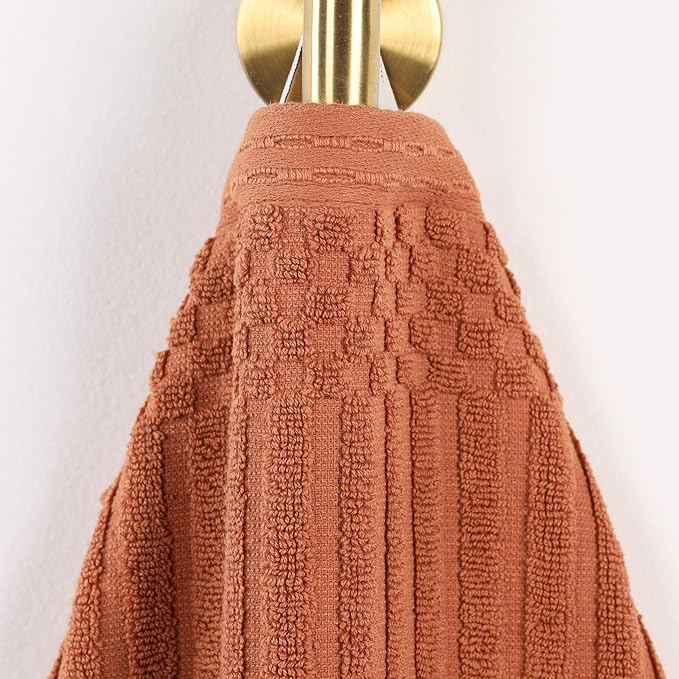 Superior Cotton Bath Sheet Set of 2, Daily Use for Bathroom, Guest Bath, Quick Dry, Spa, Resort Towels, Ribbed, Absorbent, Home Essentials, 2-Piece Oversized Bath Sheets, Soho Collection, Rust