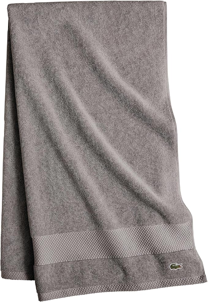 Lacoste Heritage 100% Supima Cotton Bath Towel, Meteorite, 30" x 54" – Highly Absorbent & Quick Drying, Premium Super Soft Bath Towel, Bathroom Essential, Gift for All Occasions, Machine Washable