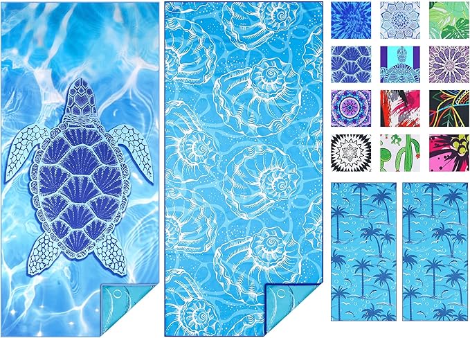 2 Pack Microfiber Thin Beach Towel Lightweight 71x32 Oversized Extra Large Sand Free Towels Quick Dry for Travel Pool Yoga Gym Sports Beach Accessories Vacation Essential Gift