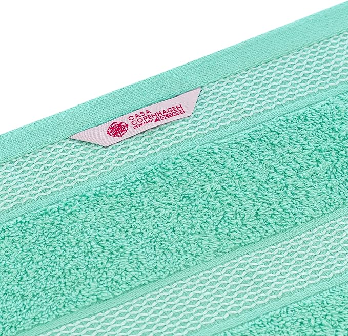 CASA COPENHAGEN Solitaire Mix 6 Pieces Towel Set- Grey Violet + Aqua Blue, 600 GSM 2Bath Towel 2Hand Towel 2Washcloth, Designed in Denmark Made of Soft Egyptian Cotton for Bathroom, Kitchen & Shower