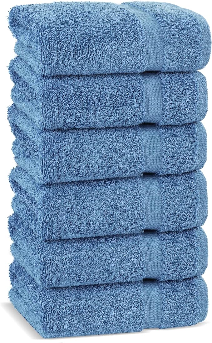 Chakir Turkish Linens | Hotel & Spa Quality 100% Cotton Premium Turkish Towels | Soft & Absorbent (6-Piece Hand Towels, Wedgewood)
