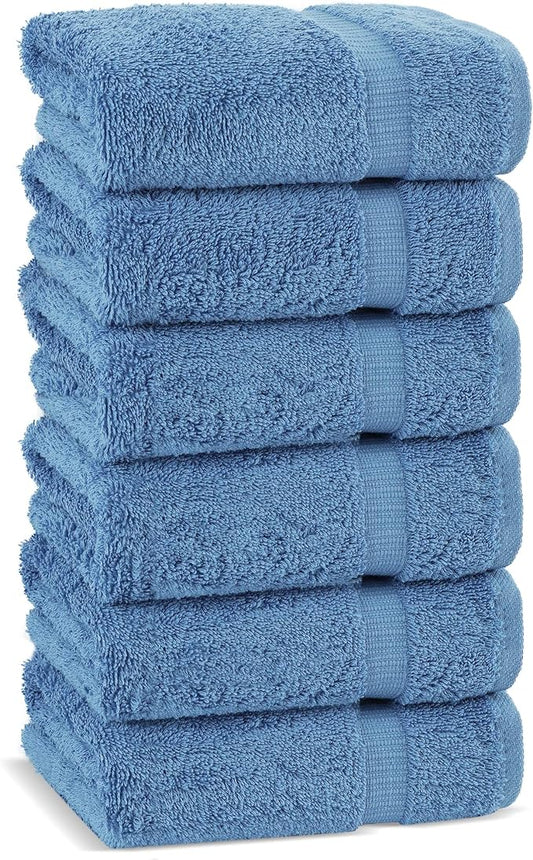 Chakir Turkish Linens | Hotel & Spa Quality 100% Cotton Premium Turkish Towels | Soft & Absorbent (6-Piece Hand Towels, Wedgewood)