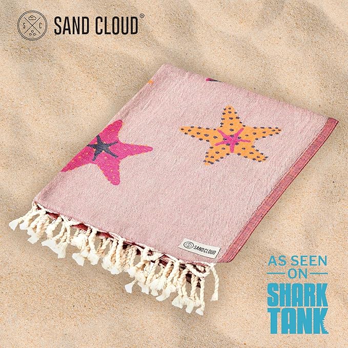 Sand Cloud Large Turkish Beach Towel - Sand Free - 100% Organic Turkish Cotton Yarn - Quick Dry Towel for Beach, Picnic, Blanket or Bath - As Seen on Shark Tank - Marine Life (Sea Star)