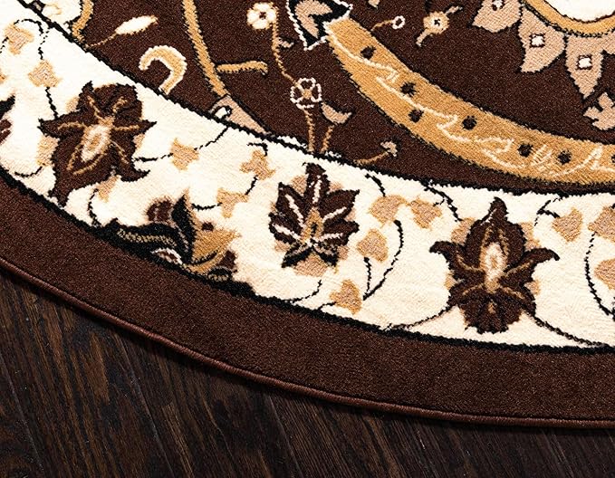 Unique Loom Espahan Collection Area Rug - Cape Cod (7' 10" Round, Brown/ Beige)