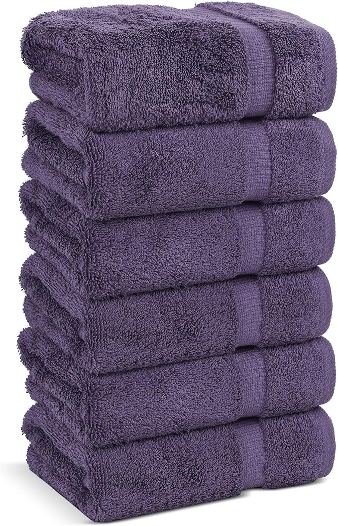 Chakir Turkish Linens | Hotel & Spa Quality 100% Cotton Premium Turkish Towels | Soft & Absorbent (6-Piece Hand Towels, Plum)