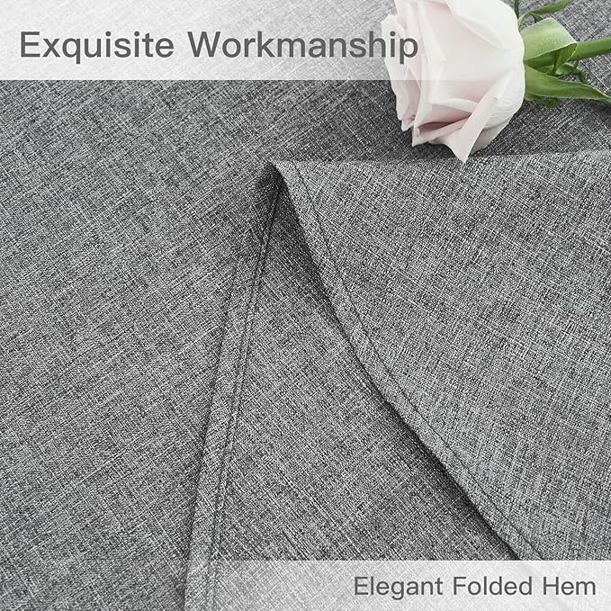 maxmill Round Linen Textured Tablecloth Spill-Proof Stainproof Wrinkle Free Washable Fabric Table Cloth for Circular Table Cover, Dining Room Buffet Banquet Parties Holiday Dinner, 70 Inch, Dark Grey