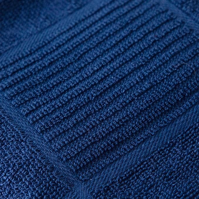 T-fal Solid & Checked Parquet Kitchen Towels: Highly Absorbent, Super Soft Long Lasting - 100% Cotton, 16"x26" Dish Towels for Cleaning & Drying Dishes, Pans, Glassware, or Countertops, (2-Pack), Blue