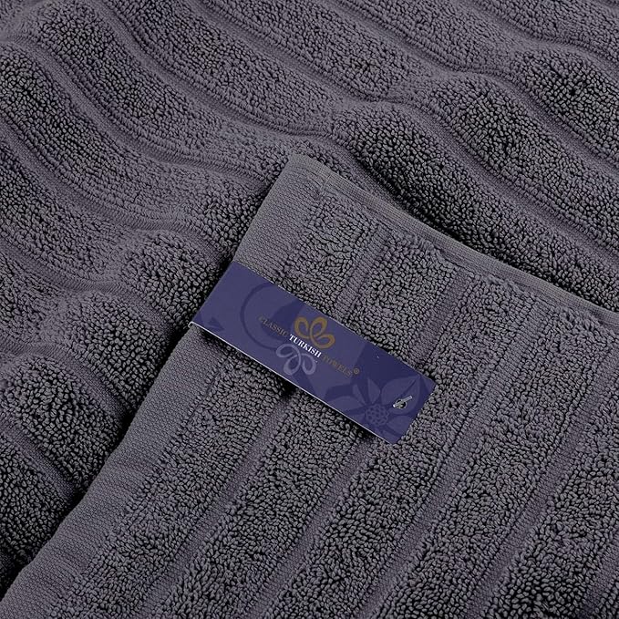 Classic Turkish Towels CTT - Luxury 6 Piece Towel Set, 100% Turkish Cotton, Absorbent & Comfy, 2 Bath Towels, 2 Hand Towels & 2 Washcloths | (Grey)