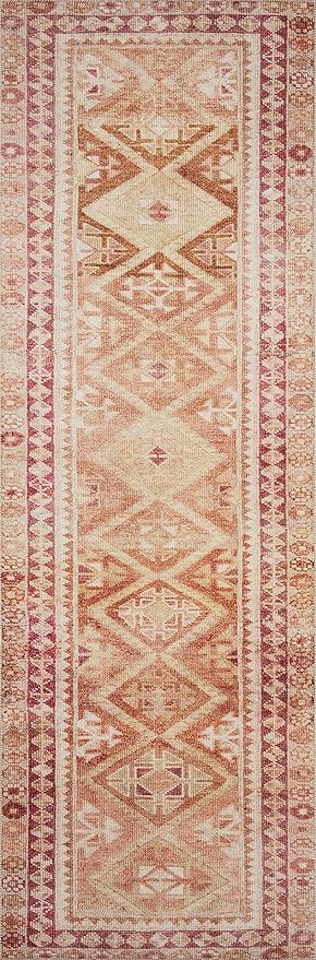 Loloi Layla Collection LAY-16 Natural/Spice 3'-6" x 5'-6" .13" Thick Accent Rug, Soft, Durable, Vintage Inspired, Distressed, Low Pile, Non-Shedding, Easy Clean, Printed, Living Room Rug