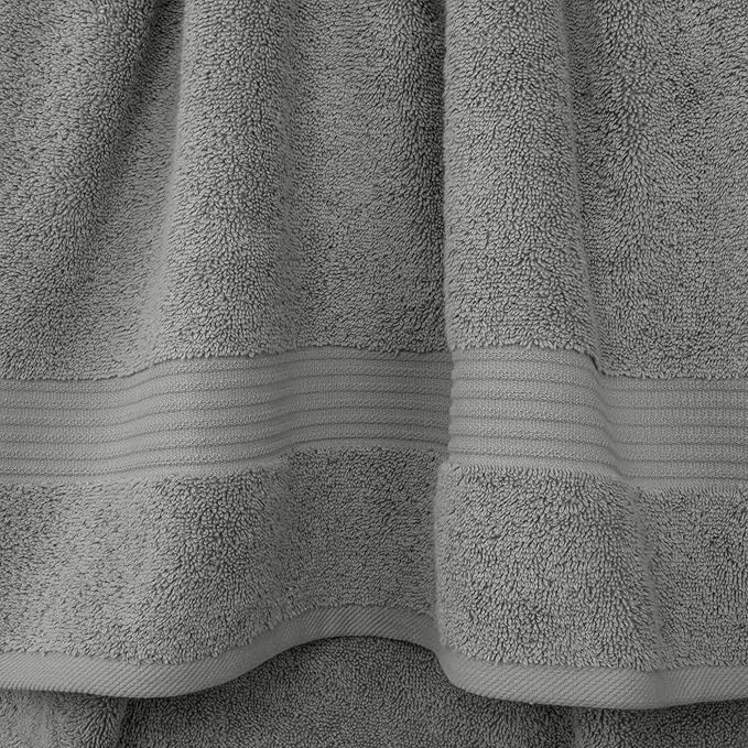 Cotton Paradise 4 Piece Turkish Bath Towels for Bathroom, Extra Large Soft Plush Towels Bathroom Set, Light Grey