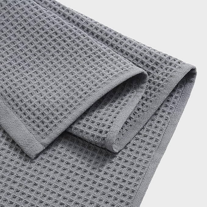 40 x 80 Inches Extra Large Bath Sheets Towels Microfiber Waffle Oversized Bath Towels for Bathroom Quick Dry Lightweight (Dark Grey, Bath Sheets set-6PCS)