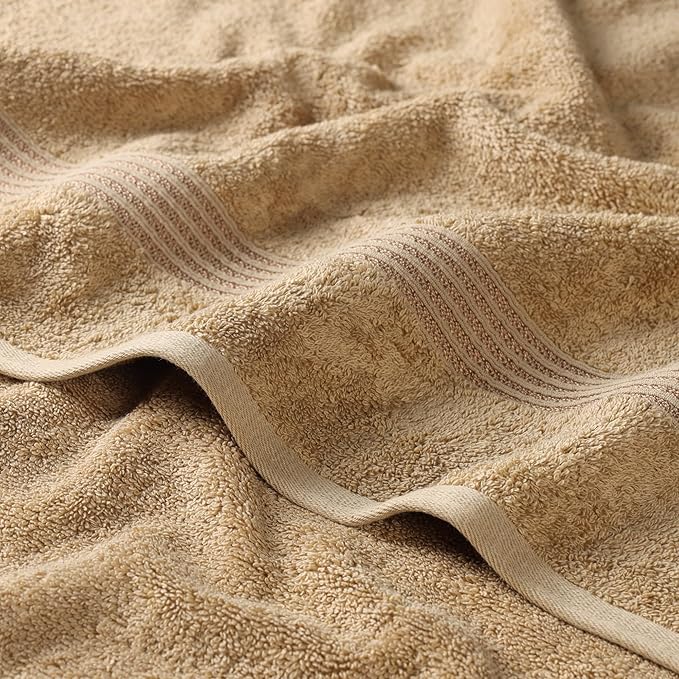 Superior Egyptian Cotton Bath Towel Set, Home Bathroom Towels, Master, Guest Bath, Decor Essentials, Quick Dry, Absorbent, Large Body Towels, Spa, Hotel, Resort, Adult, Kids, Set of 2, Toast