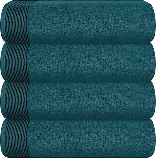 Belizzi Home Ultra Soft 4 Pack Oversized Bath Towel Set 27x54 inches, 100% Cotton Bath Towels, Highly Absorbant Compact Quickdry & Lightweight Towel, Ideal for Gym Travel Camp Pool - Teal