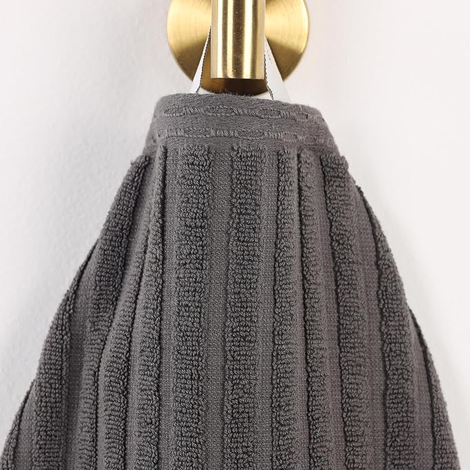 Cotton 6-Piece Solid and Ribbed Towel Set, Face Towels 13” x 13”, Hand Towels 16” x 28”, Bath Towels 27” x 54”, Charcoal by Superior