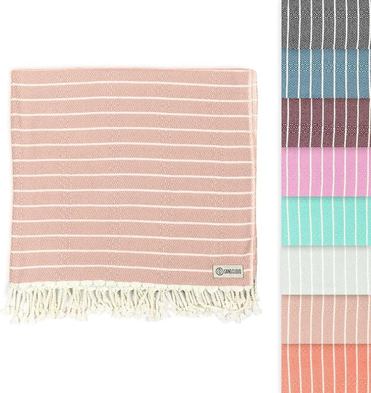 Sand Cloud Turkish Beach Towel - Sand Proof - 100% Certified Organic Turkish Towel - Quick Dry Towel for Beach, Picnic, Blanket or Bath Towel - As Seen on Shark Tank - Gocek (Beige)