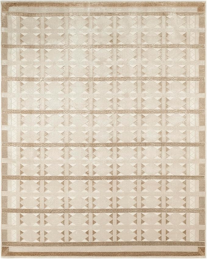 Nourison Nordic Taupe 8' x 10' Scandinavian Area Rug - Easy Cleaning, Non Shedding, Bed Room, Living Room, Dining Room, Kitchen (8' x 10')