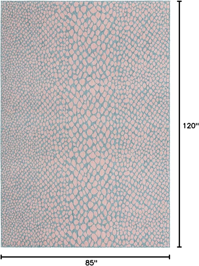 Unique Loom Jill Zarin Jill Zarin Outdoor Collection Area Rug - Cape Town (7' 1" x 10' Rectangle, Pink and Aqua/Light Blue)