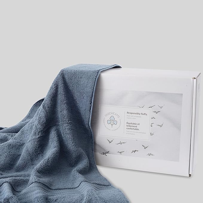 Fabdreams 100% Organic Cotton Bath Sheet Set of 2 700 GSM Oversized Towels Ultra Soft Plush Absorbent Durable Skin-Friendly Spa Hotel Premium Comfort Large 36 x 70 in Dark Blue
