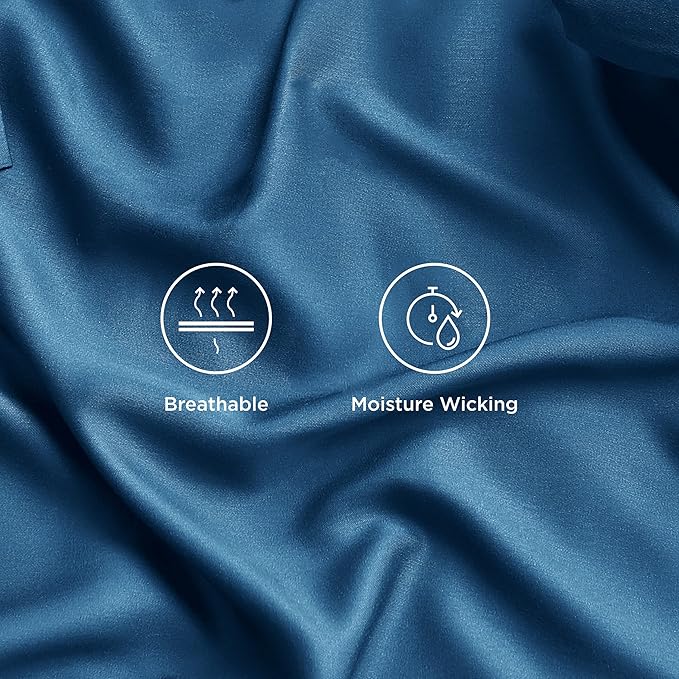 Bedsure Cooling Sheets Twin, Rayon Derived from Bamboo, Breathable & Soft Twin Sheets Set, Deep Pocket Up to 16 Inches, Hotel Luxury Silky Bedding for Hot Sleepers, Teal